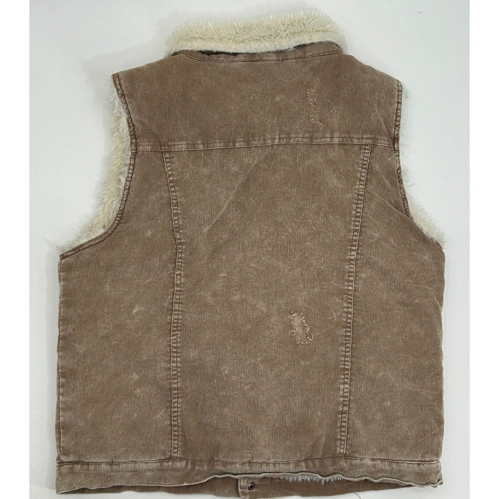 BKE Sherpa Lined Corduroy Vest Brown Distressed Western Cozy M - Picture 3 of 16